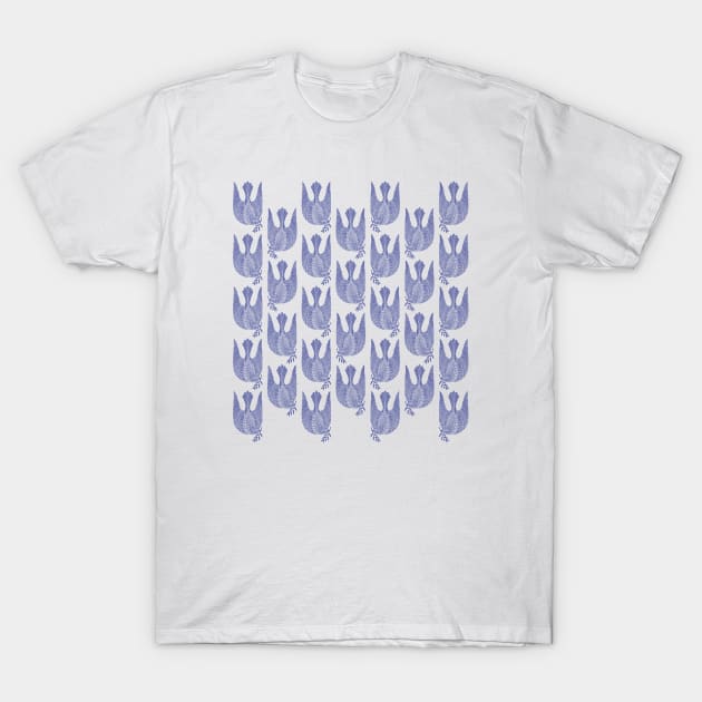 Cute birds and pattern with dark blue lines, version 2 T-Shirt by iulistration